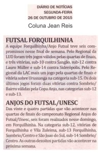 Anjos do Futsal no Jornal Diário de Notícias - 26/10/2015