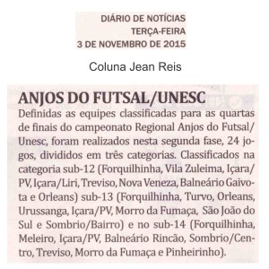 Anjos do Futsal no Jornal Diário de Notícias - 03/11/2015