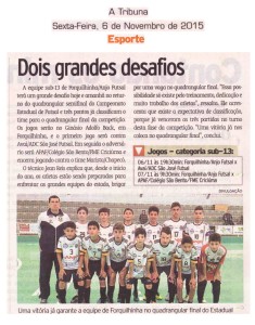 Anjos do Futsal no Jornal A Tribuna - 06/11/2015