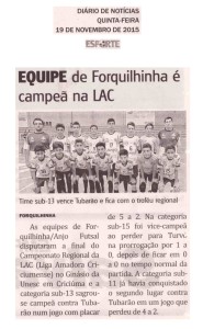 Anjos do Futsal no Jornal Diário de Notícias - 19/11/2015