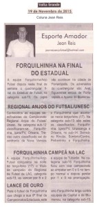 Anjos do Futsal no Jornal Volta Grande - 19/11/2015