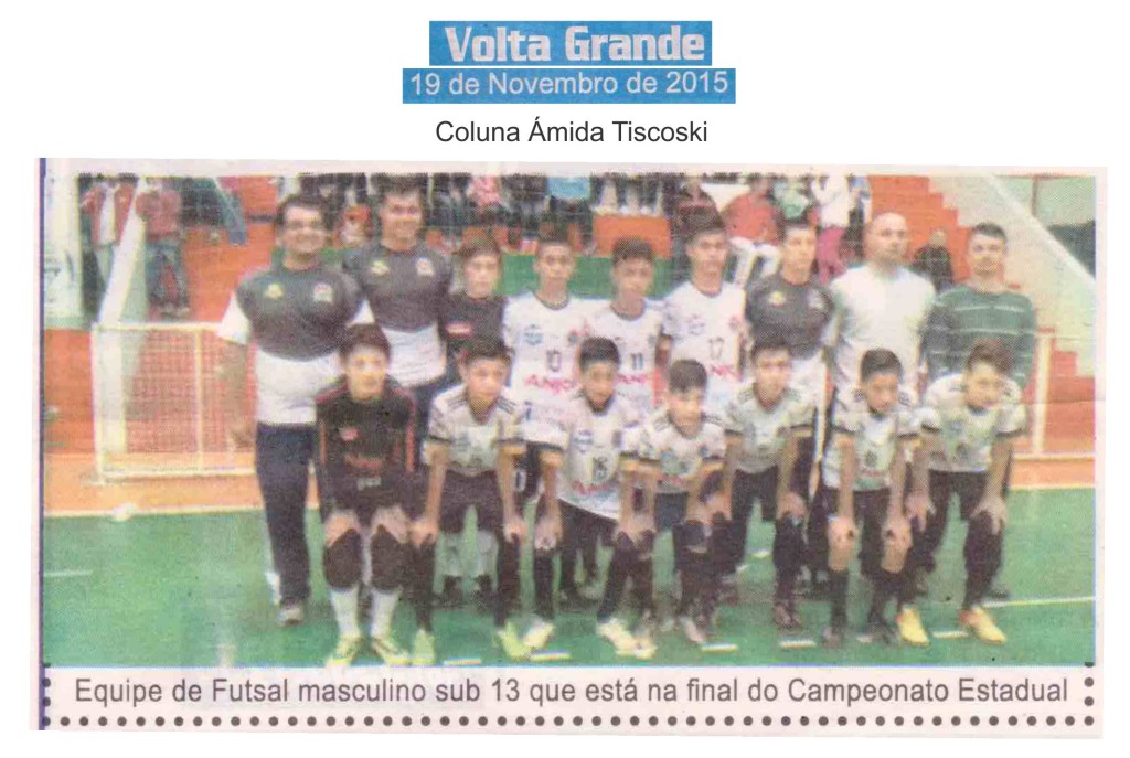 Anjos do Futsal no Jornal Volta Grande - 19/11/2015