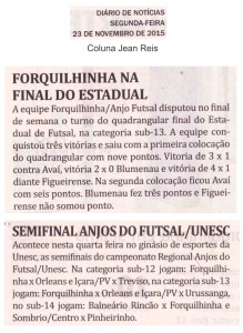 Anjos do Futsal no Jornal Diário de Notícias - 23/11/2015