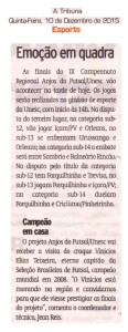 Anjos do Futsal no Jornal A Tribuna - 1012/2015