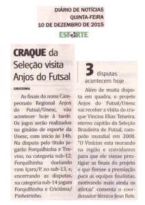 Anjos do Futsal no Jornal Diário de Notícias - 10/12/2015