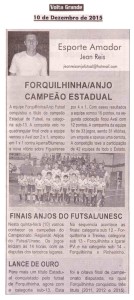Anjos do Futsal no Jornal Volta Grande - 10/12/2015