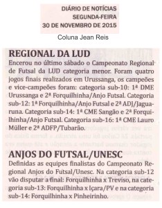 Anjos do Futsal no Jornal Diário de Notícias 30/11/2015